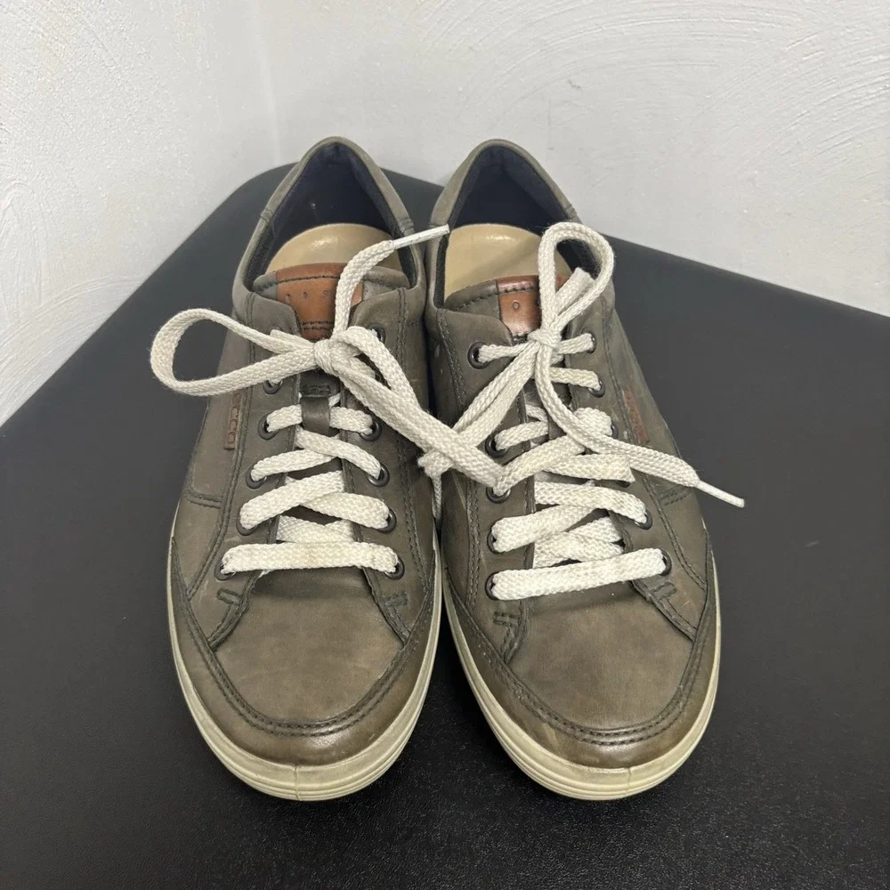 Ecco Men's Soft 7 Brown/Green Leather Low Top Lace-Up Sneakers Shoes Sz 39/5-5.5